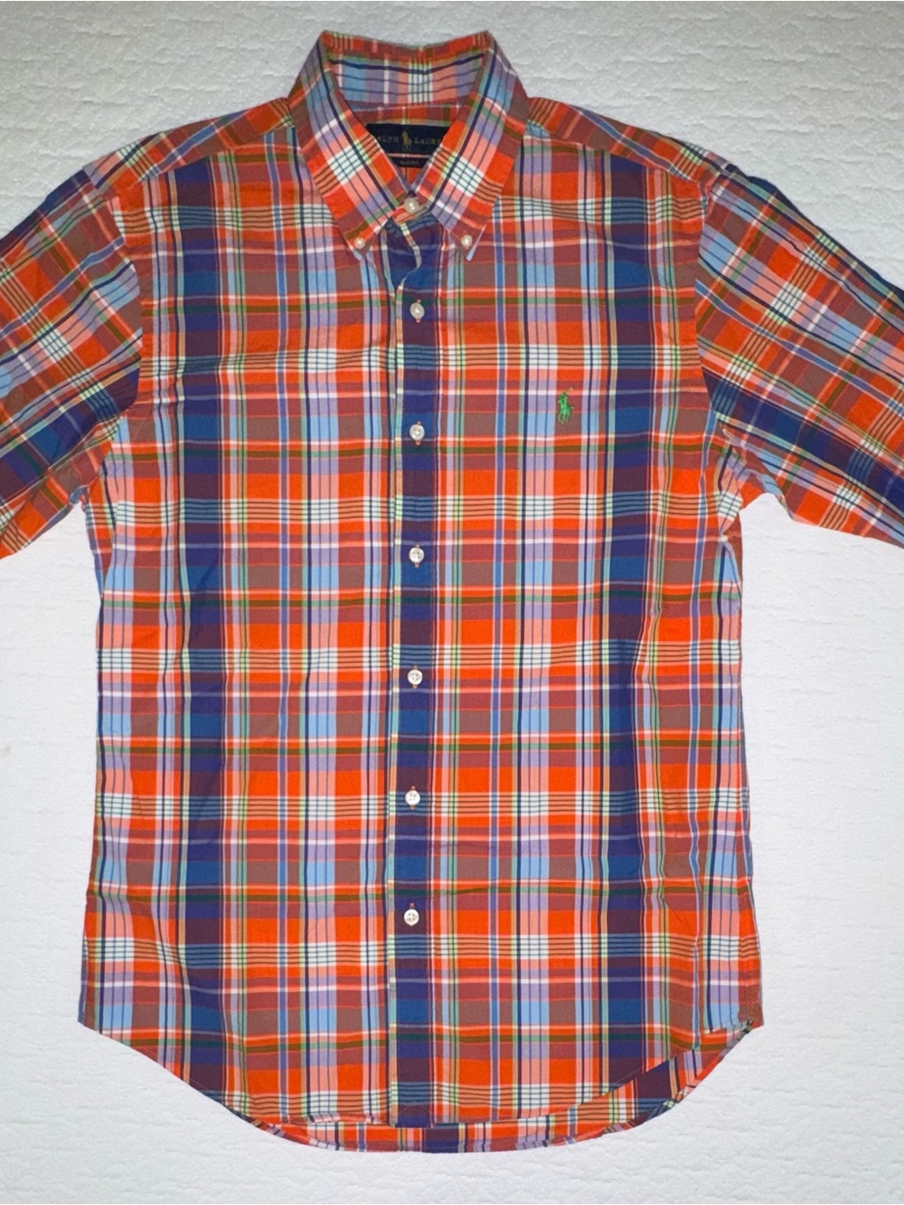 Polo Ralph Lauren Orange Plaid Men’s Medium Slim Fit Button-Down Shirt